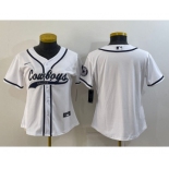 Women's Dallas Cowboys Blank White With Patch Cool Base Stitched Baseball Jersey