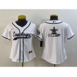 Women's Dallas Cowboys White Team Big Logo With Patch Cool Base Stitched Baseball Jersey