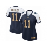 Women's Nike Dallas Cowboys #11 Cole Beasley Elite Navy Gold Throwback Alternate NFL Jersey