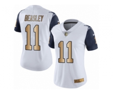 Women's Nike Dallas Cowboys #11 Cole Beasley Limited White Gold Rush NFL Jersey