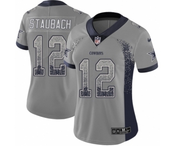 Women's Nike Dallas Cowboys #12 Roger Staubach Limited Gray Rush Drift Fashion NFL Jersey