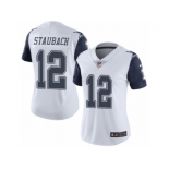 Women's Nike Dallas Cowboys #12 Roger Staubach Limited White Rush NFL Jersey