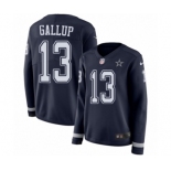 Women's Nike Dallas Cowboys #13 Michael Gallup Limited Navy Blue Therma Long Sleeve NFL Jersey