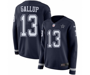 Women's Nike Dallas Cowboys #13 Michael Gallup Limited Navy Blue Therma Long Sleeve NFL Jersey