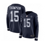 Women's Nike Dallas Cowboys #15 Deonte Thompson Limited Navy Blue Therma Long Sleeve NFL Jersey