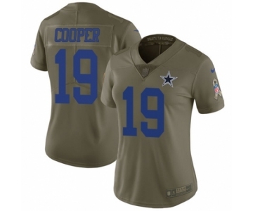 Women's Nike Dallas Cowboys #19 Amari Cooper Limited Olive 2017 Salute to Service NFL Jersey