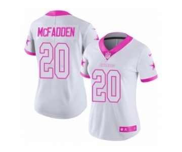 Women's Nike Dallas Cowboys #20 Darren McFadden Limited White Pink Rush Fashion NFL Jersey