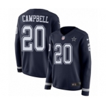 Women's Nike Dallas Cowboys #20 Ibraheim Campbell Limited Navy Blue Therma Long Sleeve NFL Jersey