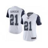 Women's Nike Dallas Cowboys #21 Deion Sanders Limited White Rush NFL Jersey