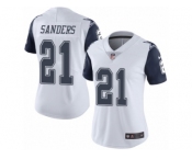 Women's Nike Dallas Cowboys #21 Deion Sanders Limited White Rush NFL Jersey