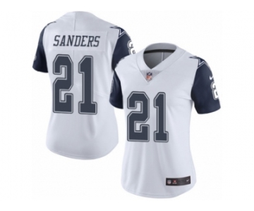 Women's Nike Dallas Cowboys #21 Deion Sanders Limited White Rush NFL Jersey