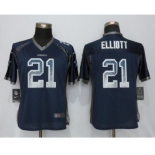 Women's Nike Dallas Cowboys #21 Ezekiel Elliott Drift Fashion Blue Jerseys