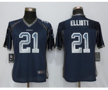 Women's Nike Dallas Cowboys #21 Ezekiel Elliott Drift Fashion Blue Jerseys