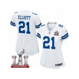 Women's Nike Dallas Cowboys #21 Ezekiel Elliott Elite White Super Bowl LI NFL Jersey