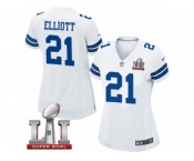 Women's Nike Dallas Cowboys #21 Ezekiel Elliott Elite White Super Bowl LI NFL Jersey