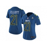 Women's Nike Dallas Cowboys #21 Ezekiel Elliott Limited Blue 2017 Pro Bowl NFL Jersey