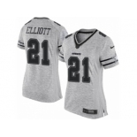 Women's Nike Dallas Cowboys #21 Ezekiel Elliott Limited Gray Gridiron II NFL Jersey