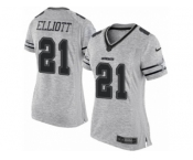 Women's Nike Dallas Cowboys #21 Ezekiel Elliott Limited Gray Gridiron II NFL Jersey