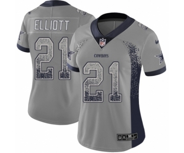 Women's Nike Dallas Cowboys #21 Ezekiel Elliott Limited Gray Rush Drift Fashion NFL Jersey