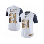 Women's Nike Dallas Cowboys #21 Ezekiel Elliott Limited White Gold Rush NFL Jersey