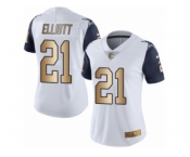 Women's Nike Dallas Cowboys #21 Ezekiel Elliott Limited White Gold Rush NFL Jersey