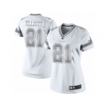 Women's Nike Dallas Cowboys #21 Ezekiel Elliott Limited White Platinum NFL Jersey