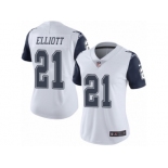 Women's Nike Dallas Cowboys #21 Ezekiel Elliott Limited White Rush NFL Jersey