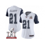 Women's Nike Dallas Cowboys #21 Ezekiel Elliott Limited White Rush Super Bowl LI NFL Jersey