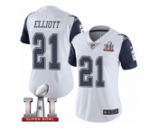 Women's Nike Dallas Cowboys #21 Ezekiel Elliott Limited White Rush Super Bowl LI NFL Jersey