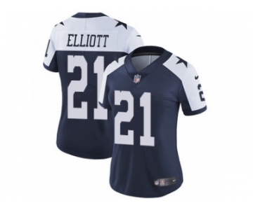 Women's Nike Dallas Cowboys #21 Ezekiel Elliott Vapor Untouchable Limited Navy Blue Throwback Alternate NFL Jersey