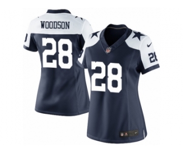 Women's Nike Dallas Cowboys #28 Darren Woodson Limited Navy Blue Throwback Alternate NFL Jersey