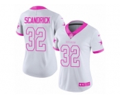 Women's Nike Dallas Cowboys #32 Orlando Scandrick Limited White Pink Rush Fashion NFL Jersey