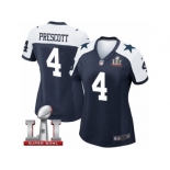 Women's Nike Dallas Cowboys #4 Dak Prescott Elite Navy Blue Throwback Alternate Super Bowl LI NFL Jersey