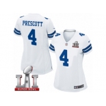 Women's Nike Dallas Cowboys #4 Dak Prescott Elite White Super Bowl LI NFL Jersey