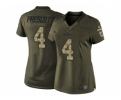 Women's Nike Dallas Cowboys #4 Dak Prescott Green Stitched NFL Limited Salute to Service Jersey