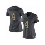 Women's Nike Dallas Cowboys #4 Dak Prescott Limited Black 2016 Salute to Service NFL Jersey