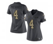 Women's Nike Dallas Cowboys #4 Dak Prescott Limited Black 2016 Salute to Service NFL Jersey