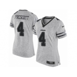 Women's Nike Dallas Cowboys #4 Dak Prescott Limited Gray Gridiron II NFL Jersey