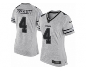 Women's Nike Dallas Cowboys #4 Dak Prescott Limited Gray Gridiron II NFL Jersey