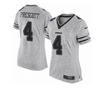 Women's Nike Dallas Cowboys #4 Dak Prescott Limited Gray Gridiron II NFL Jersey