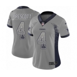 Women's Nike Dallas Cowboys #4 Dak Prescott Limited Gray Rush Drift Fashion NFL Jersey