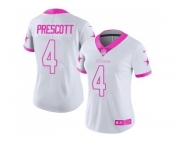 Women's Nike Dallas Cowboys #4 Dak Prescott Limited Rush Fashion Pink NFL Jersey