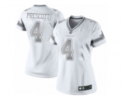 Women's Nike Dallas Cowboys #4 Dak Prescott Limited White Platinum NFL Jersey