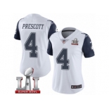 Women's Nike Dallas Cowboys #4 Dak Prescott Limited White Rush Super Bowl LI NFL Jersey