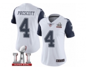 Women's Nike Dallas Cowboys #4 Dak Prescott Limited White Rush Super Bowl LI NFL Jersey