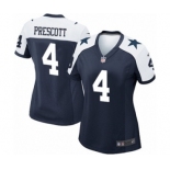 Women's Nike Dallas Cowboys #4 Dak Prescott Navy Blue Throwback Alternate NFL Jersey