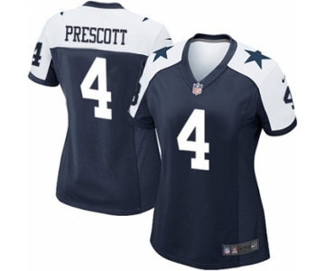 Women's Nike Dallas Cowboys #4 Dak Prescott Navy Blue Throwback Alternate NFL Jersey