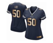 Women's Nike Dallas Cowboys #50 Sean Lee Elite Navy Gold Team Color NFL Jersey