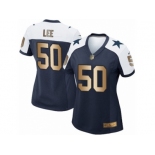 Women's Nike Dallas Cowboys #50 Sean Lee Elite Navy Gold Throwback Alternate NFL Jersey