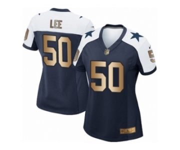 Women's Nike Dallas Cowboys #50 Sean Lee Elite Navy Gold Throwback Alternate NFL Jersey